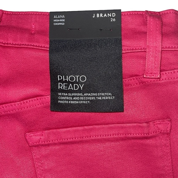 J Brand Alana High Rise Cropped Coated Dizzy Pink Jeans Size 26 NWT - Picture 6 of 17